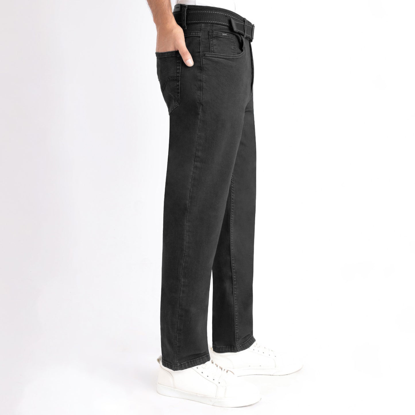 Pantalón de Caballero Regular Confort Premium con Correa - Negro