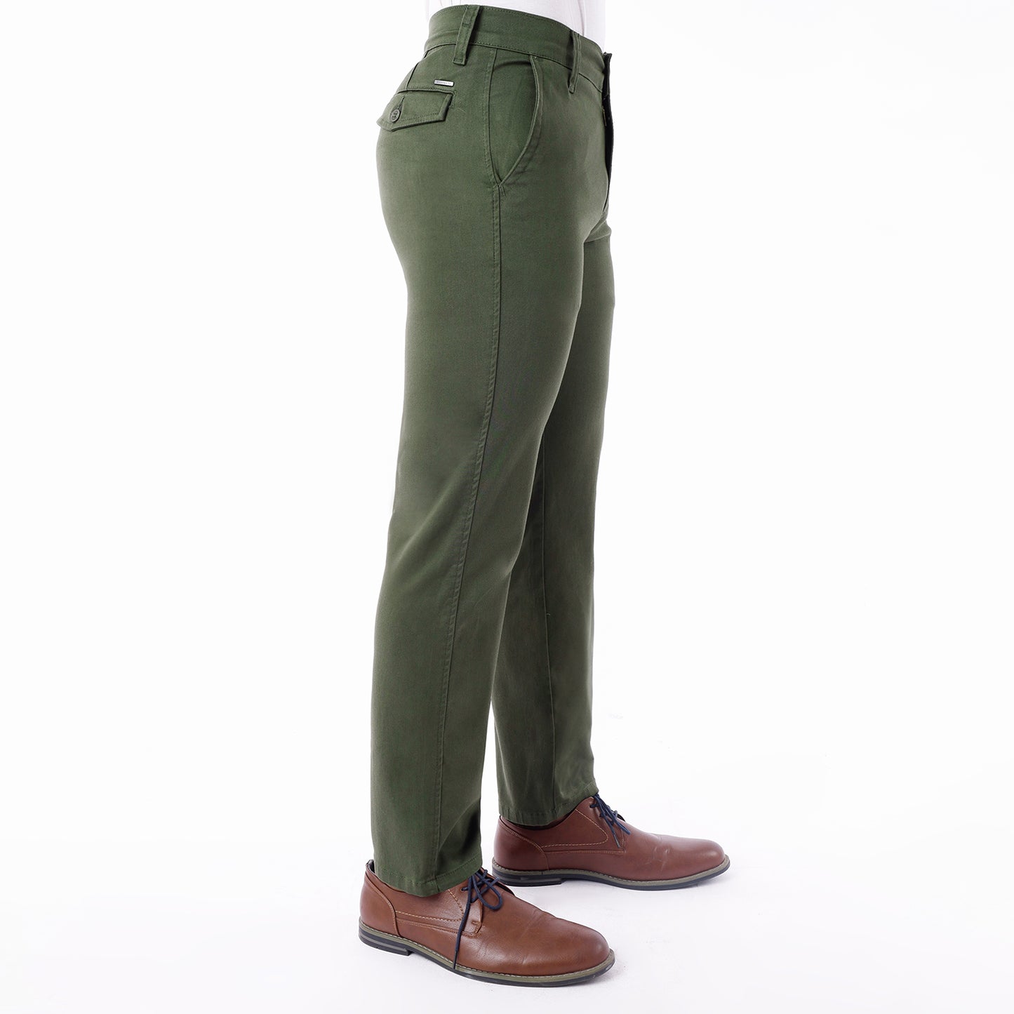 Pantalón Drill Hombre Satinado Regular Fit Verde Militar