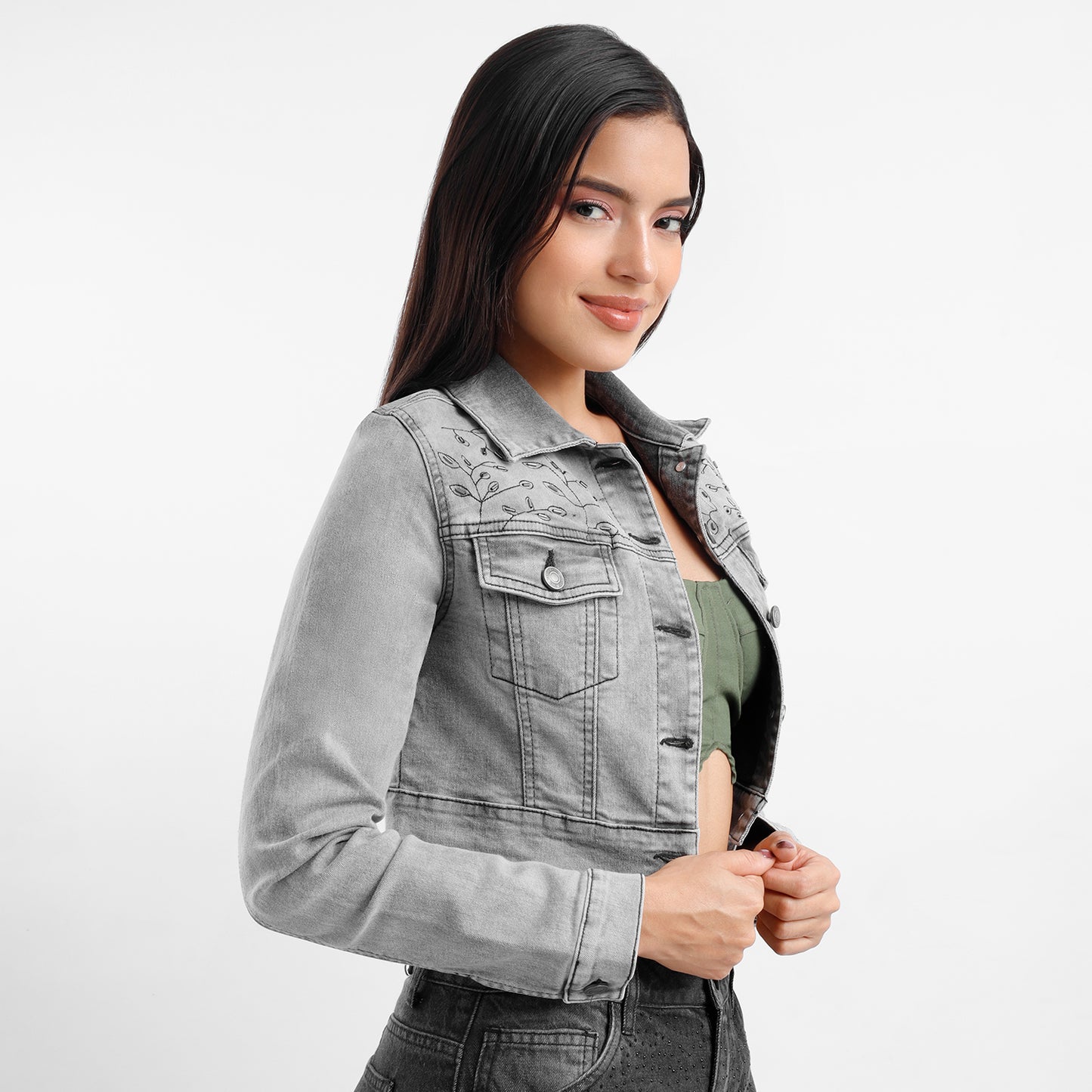 Casaca Crop Dama Stone - 230085