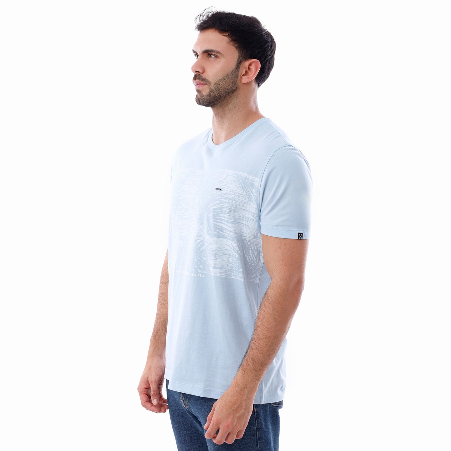 Polo Caballero Estampado Regular Fit Celeste - 221561
