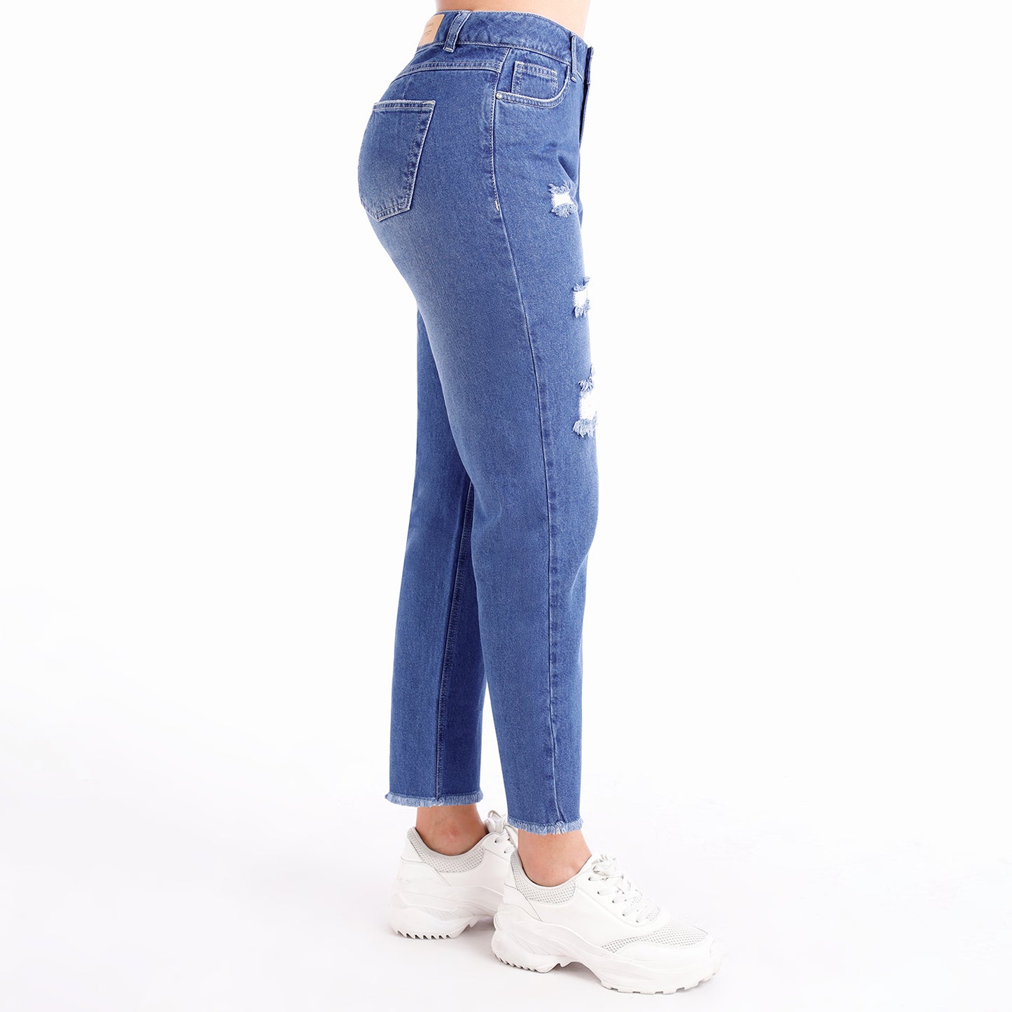 Jean mom mujer azul