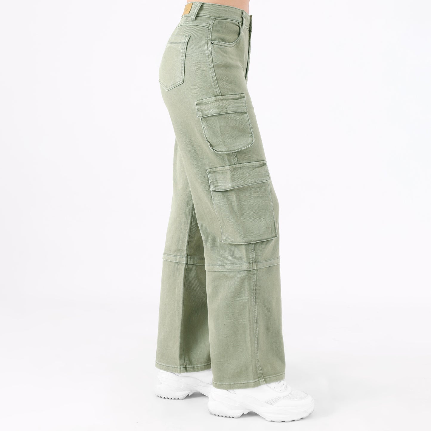 Pantalón Drill Mujer Cintura Cargo Verde Militar