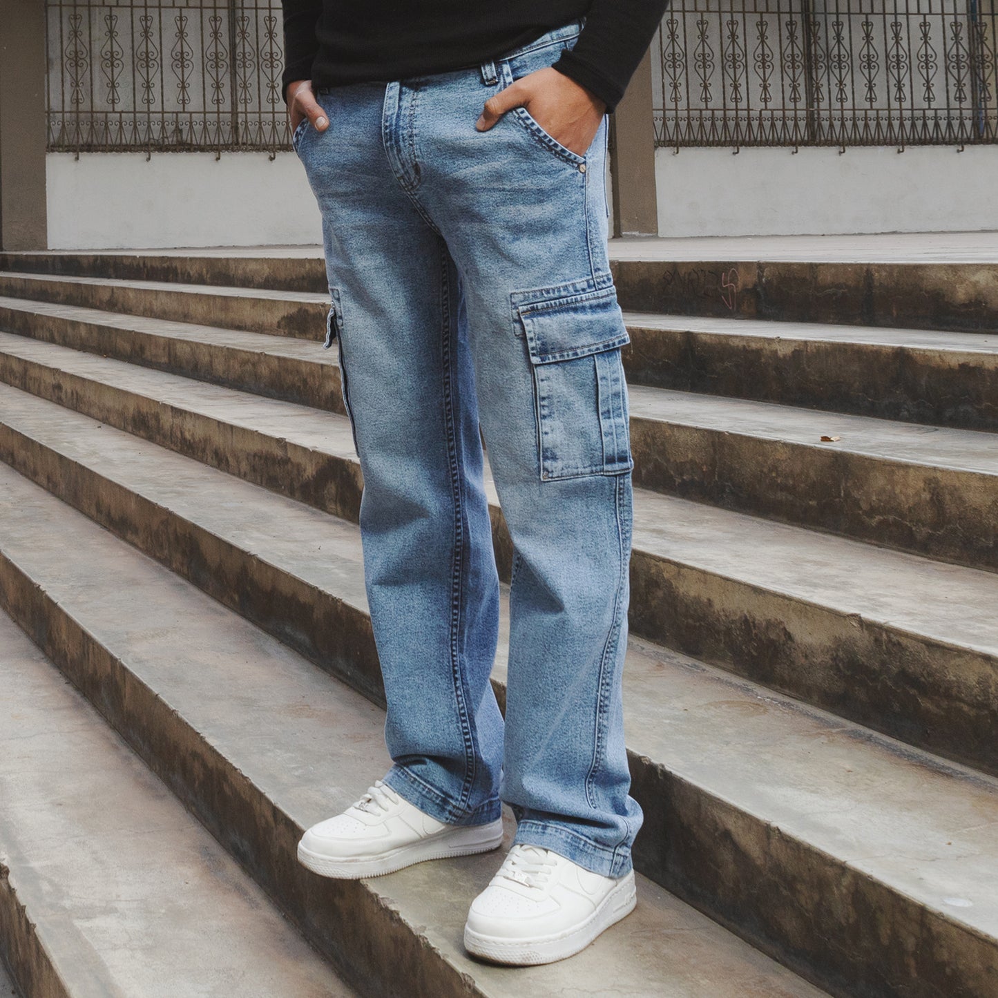Jean Hombre Regular Fit Cargo Loose Cristal