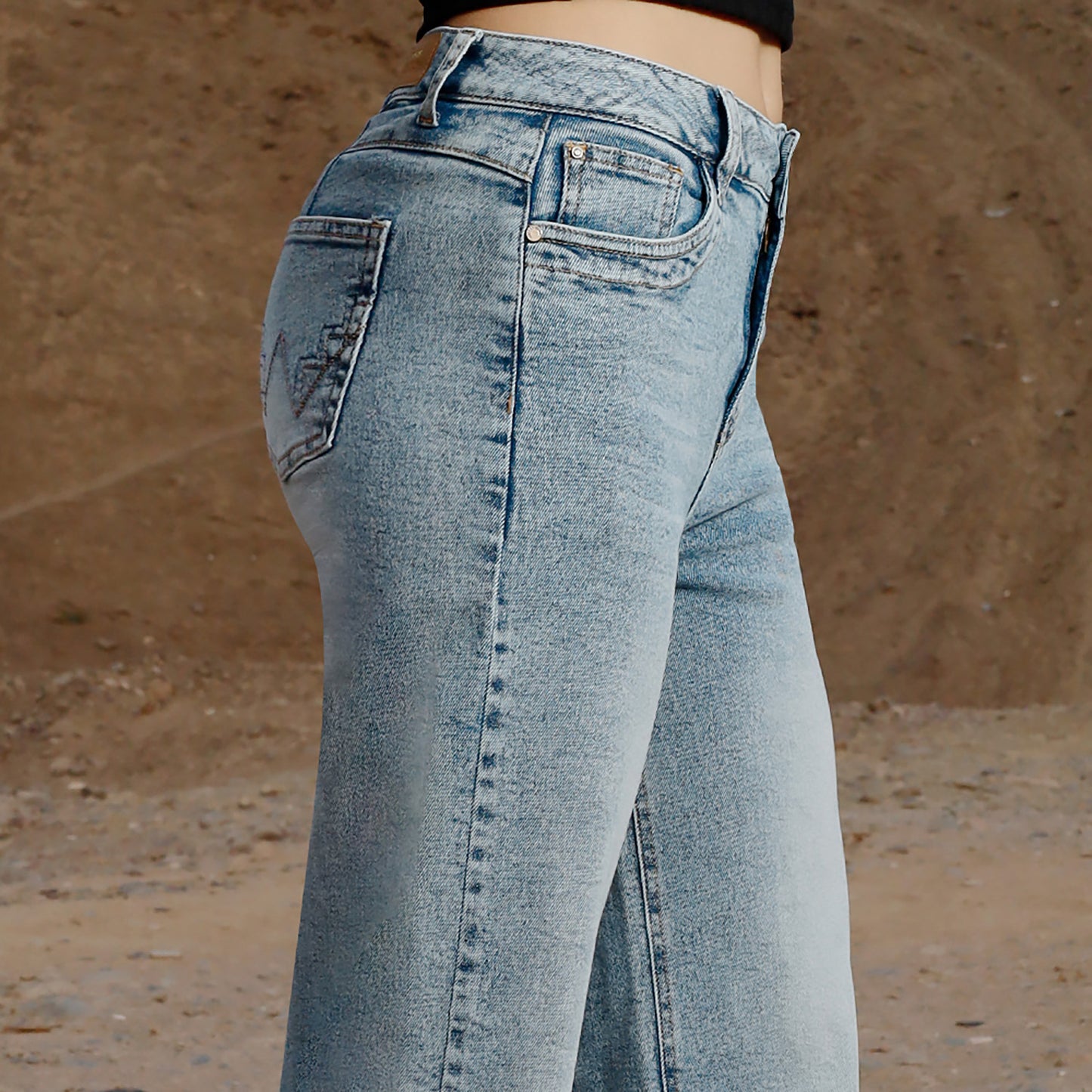Jean Cintura Wide Leg Cristal Moteado