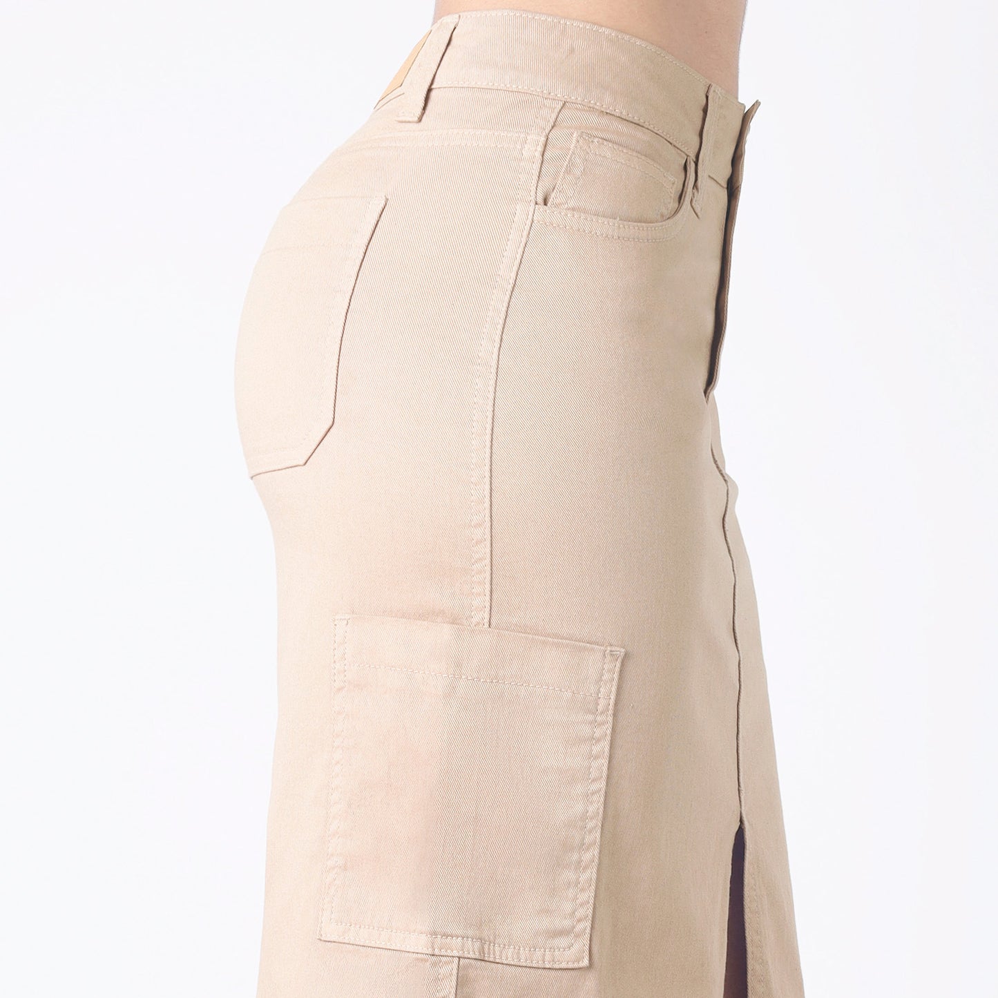 Falda Larga Midi Cargo Mujer Beige - 614813