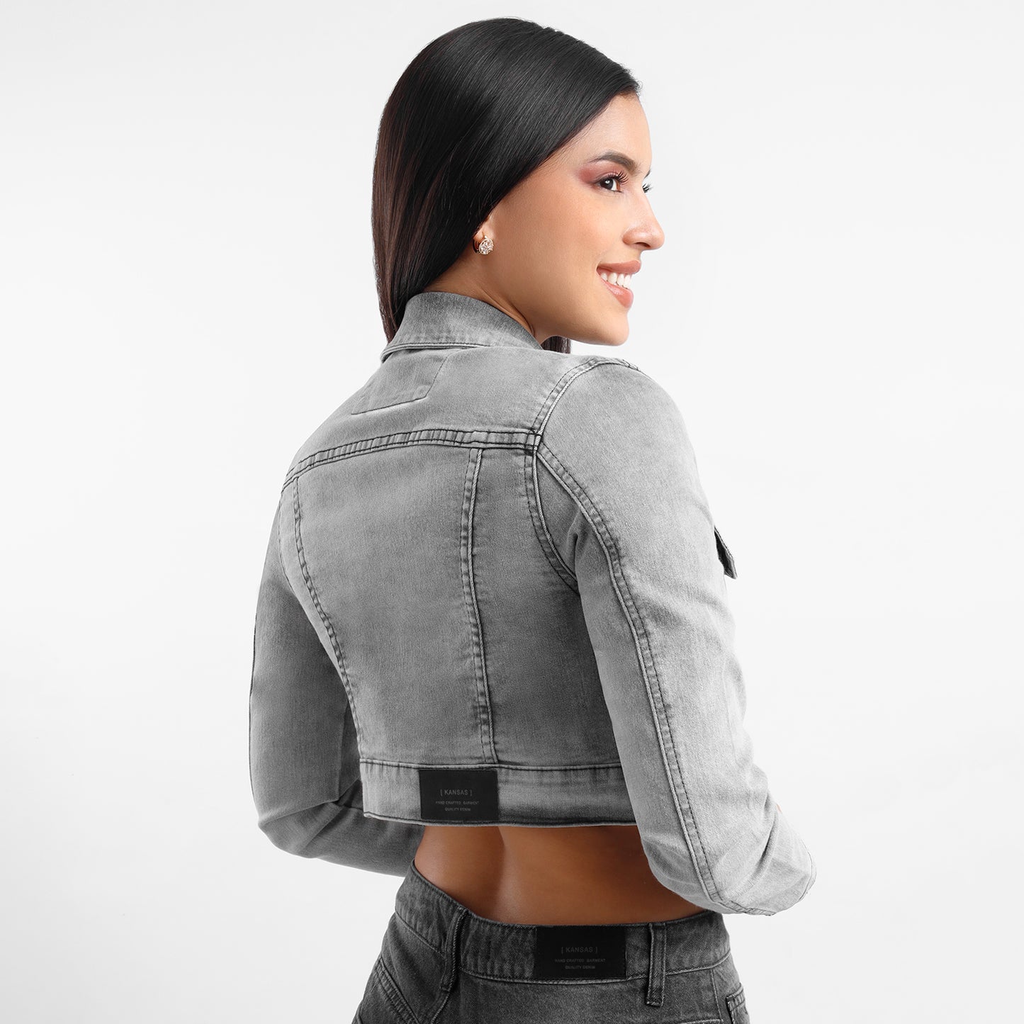 Casaca Crop Dama Stone - 230085