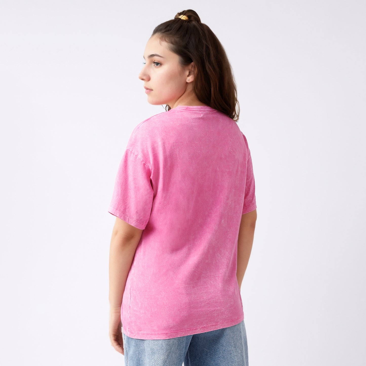 Polo Oversize Mujer Estampado Rosa