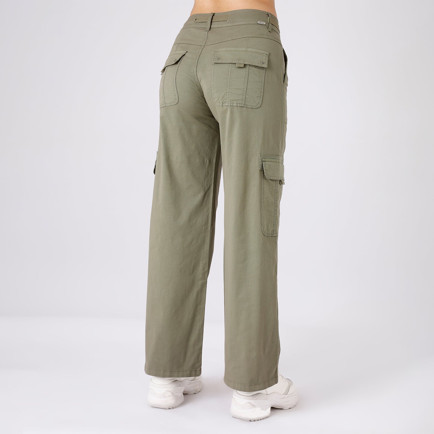 Pantalón Dama Cintura Palazzo Cargo Verde Olivo