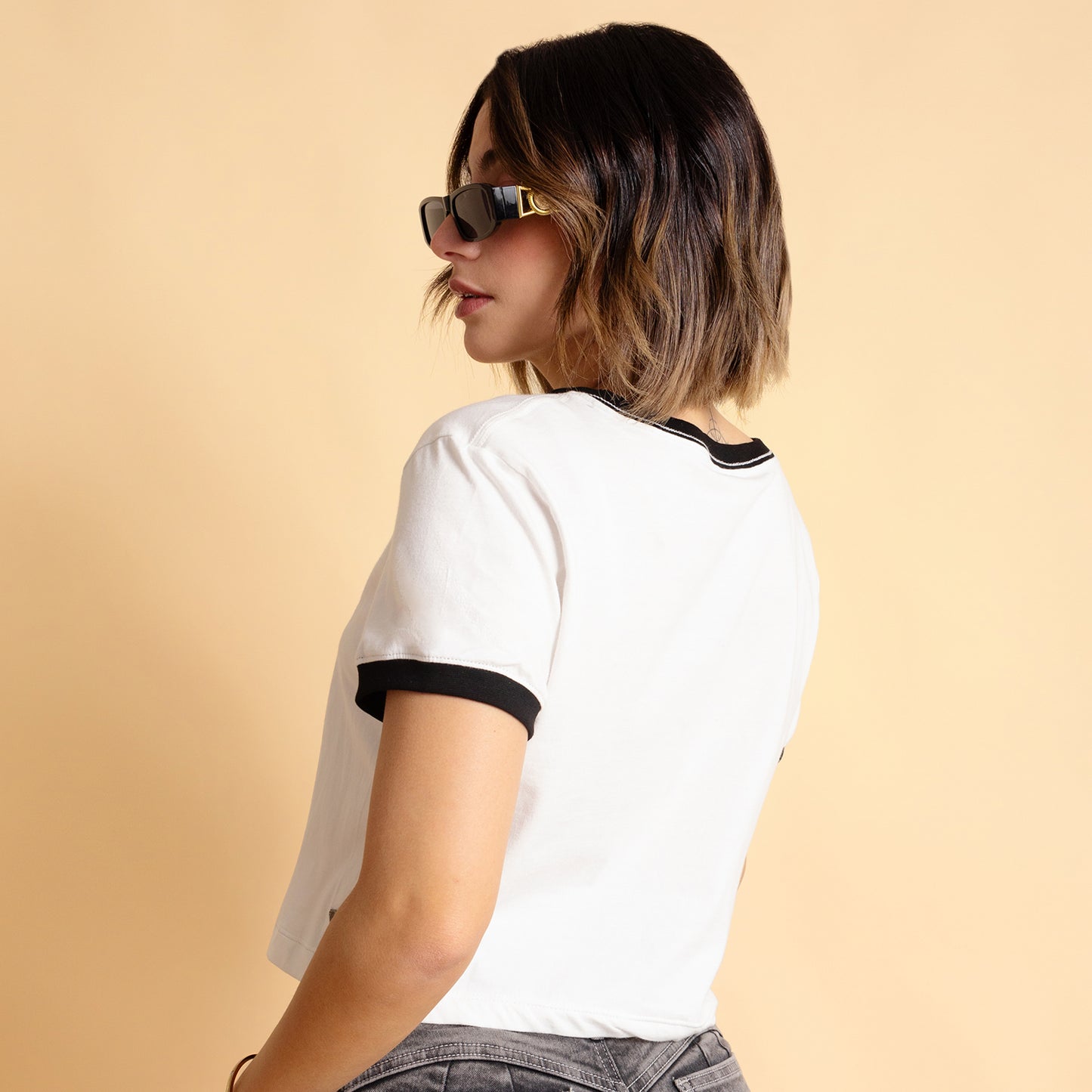 Polo Ecru Rib Negro