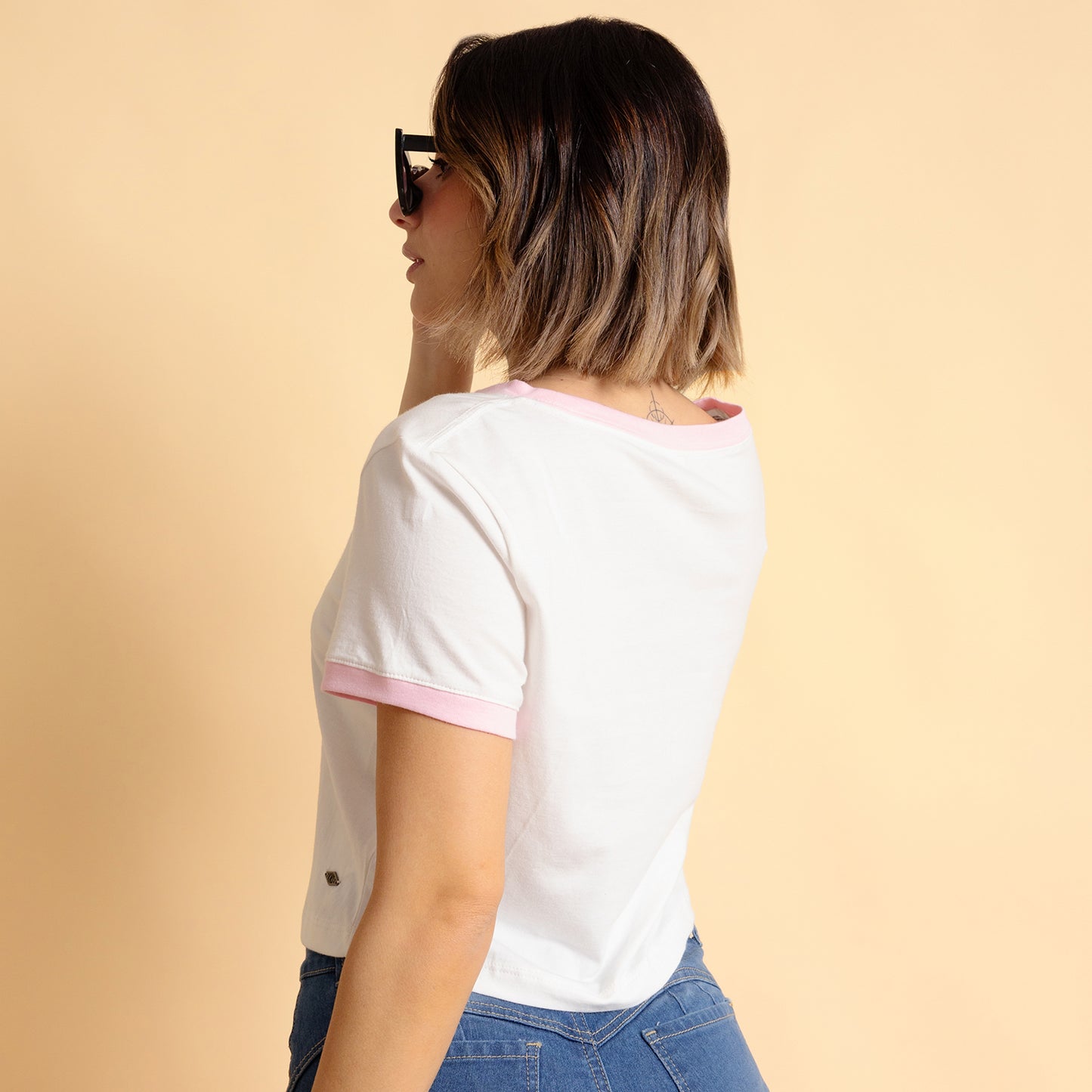 Polo Ecru Rib Rosado Pastel