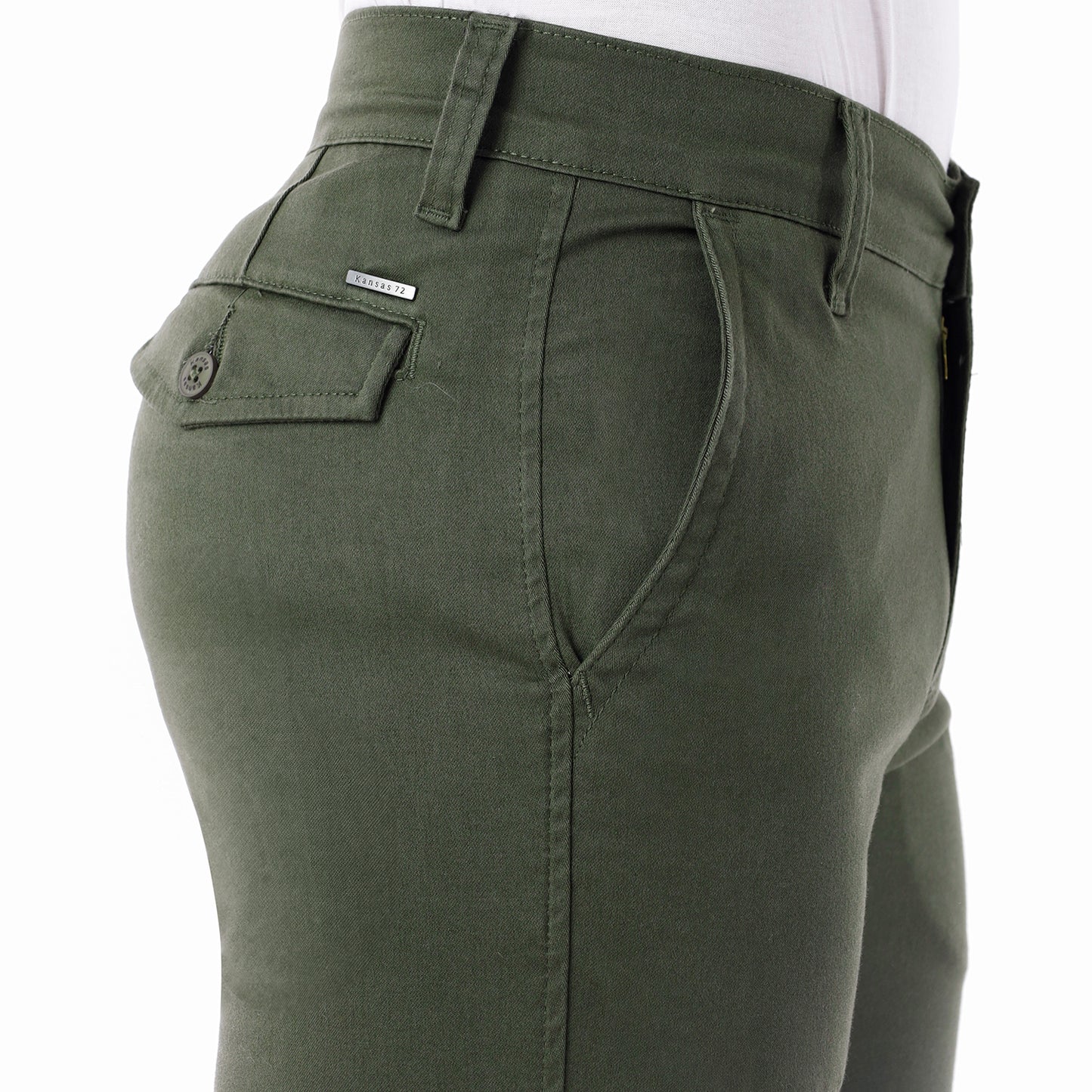 Pantalón Drill Hombre Satinado Regular Fit Verde Militar