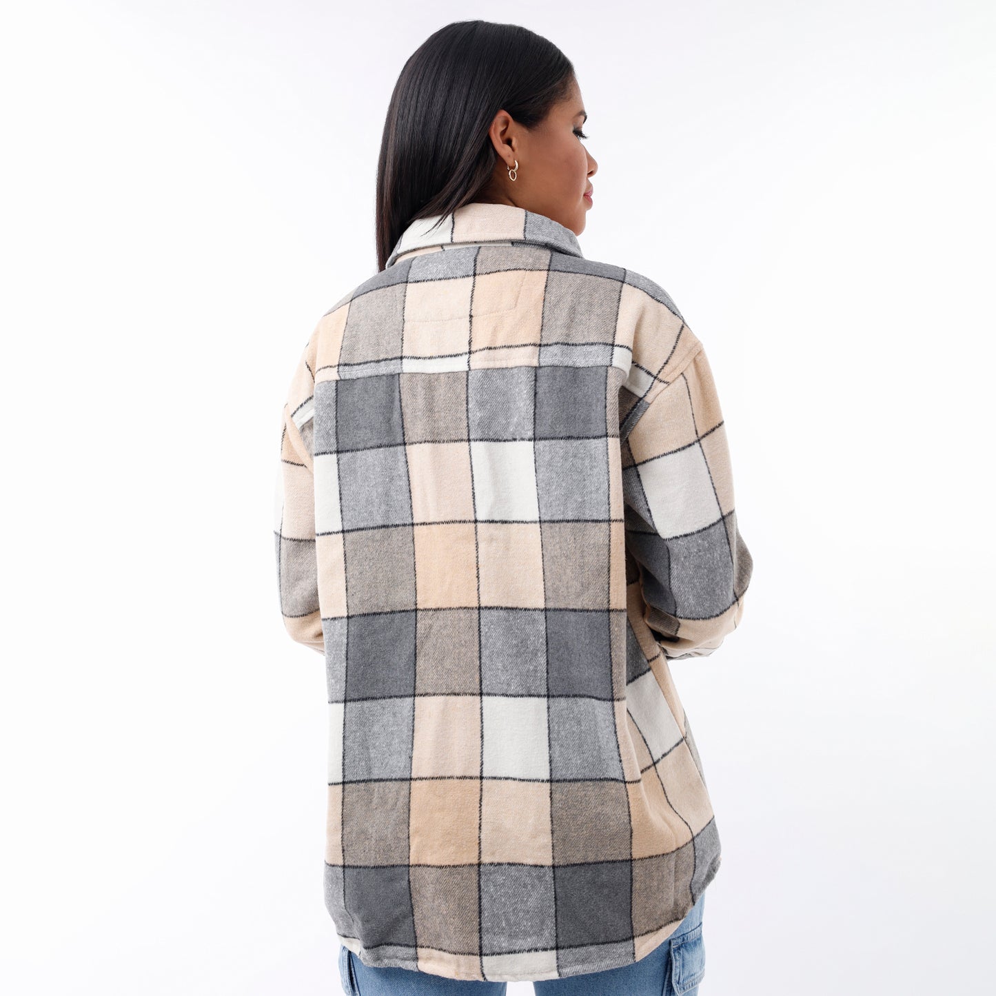Camisaco Dama Vaquera Cuadros Gris/Negro/Beige - 220928