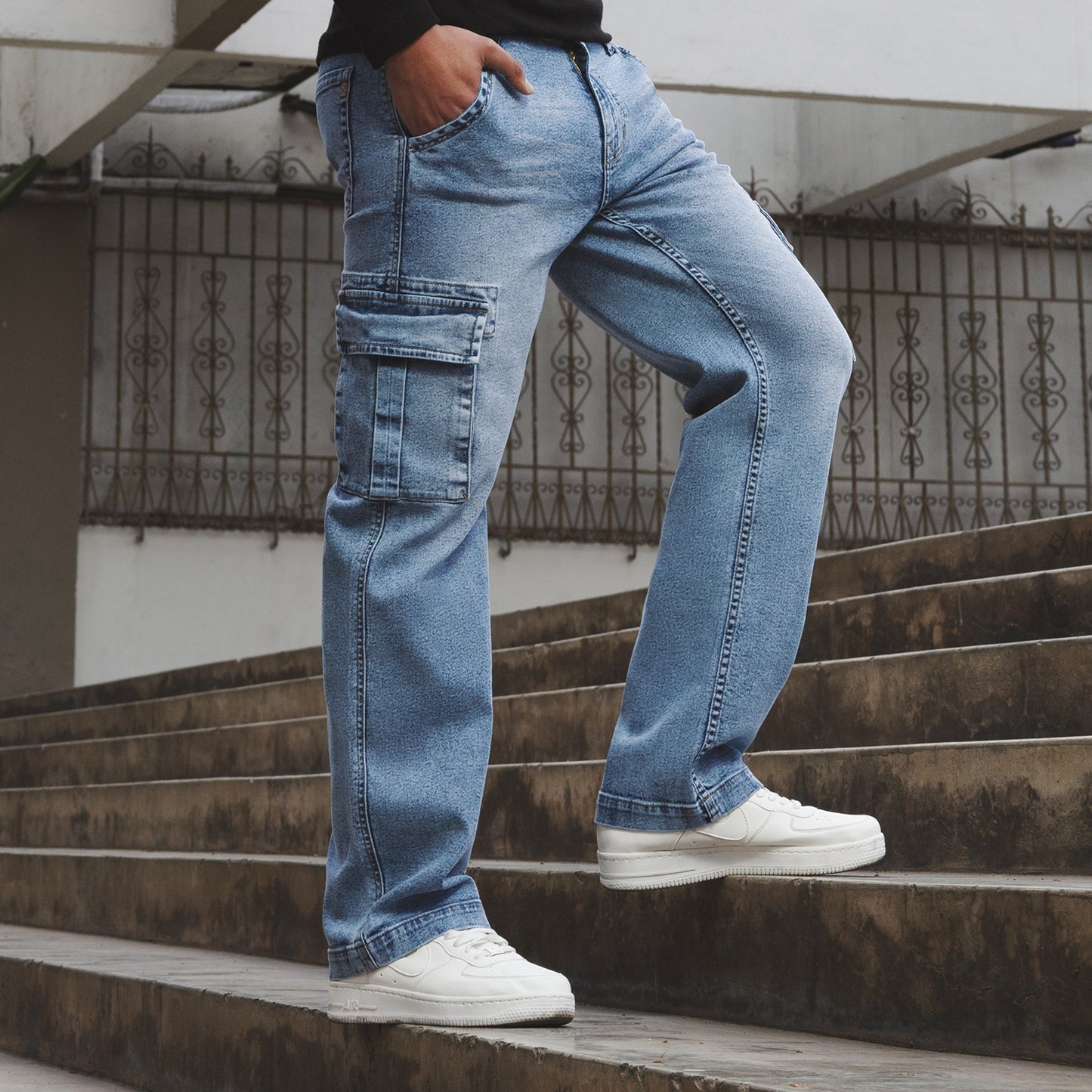 Jean Hombre Regular Fit Cargo Loose Cristal