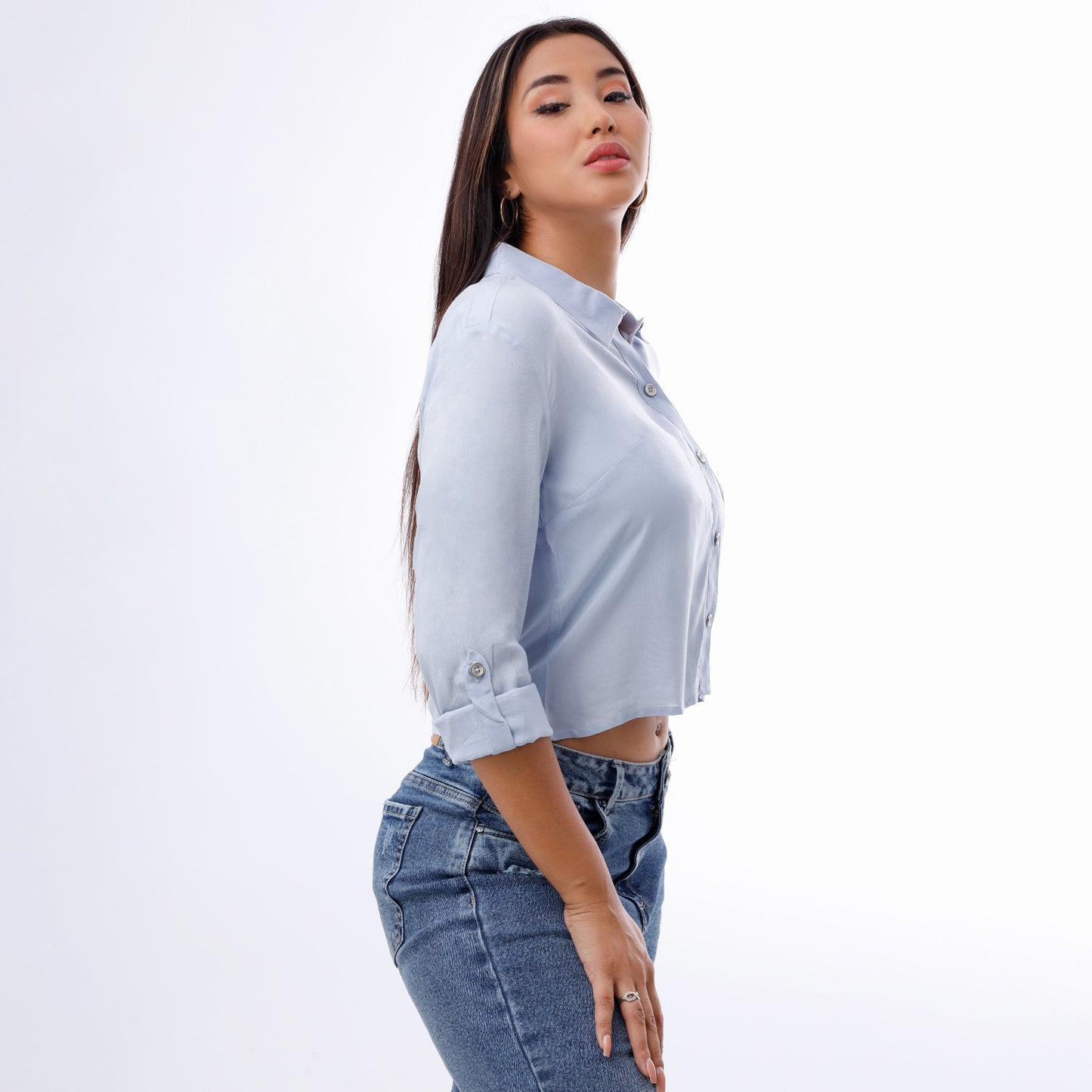 Blusa Básica Mujer Azul Vaporizado - 230217