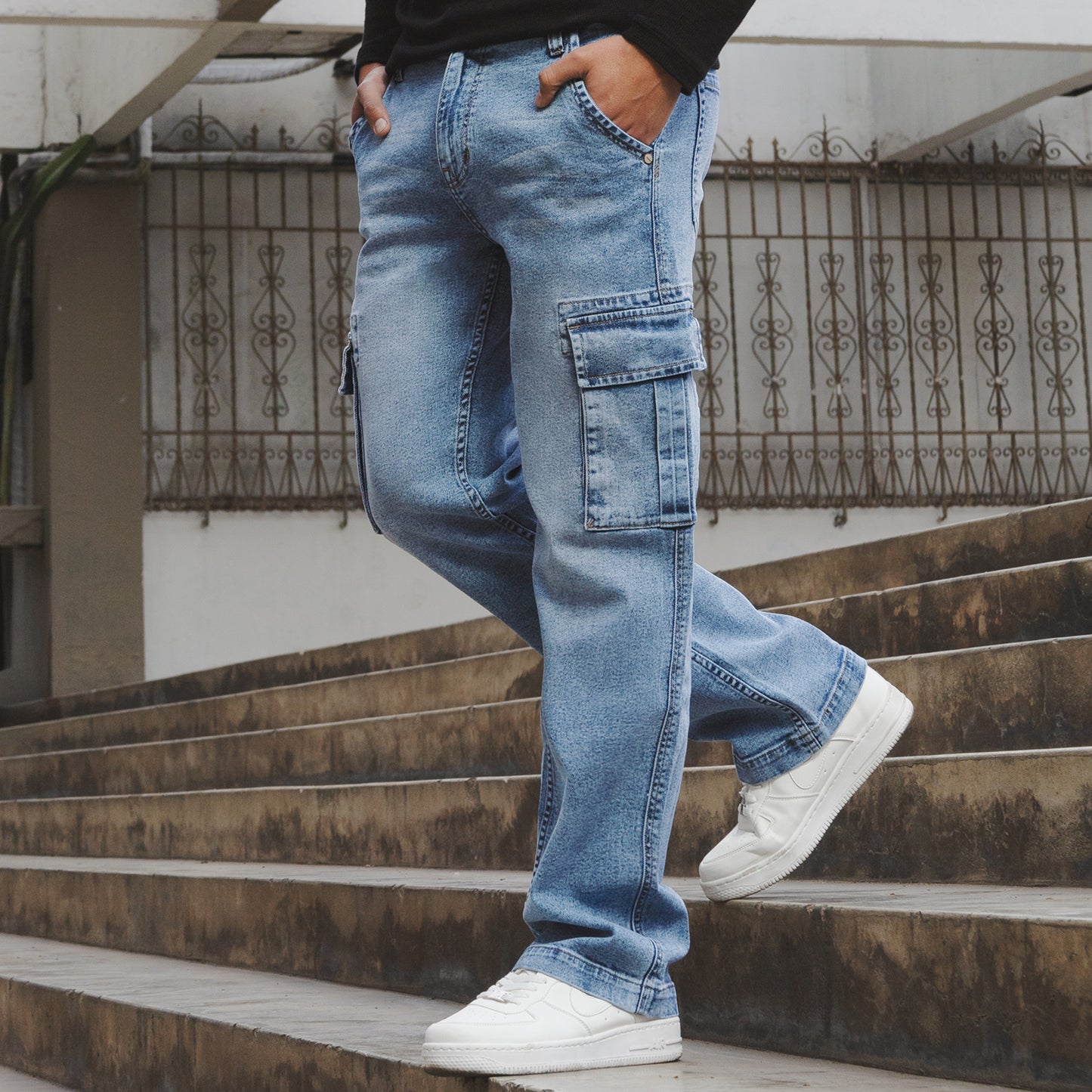 Jean Hombre Regular Fit Cargo Loose Cristal