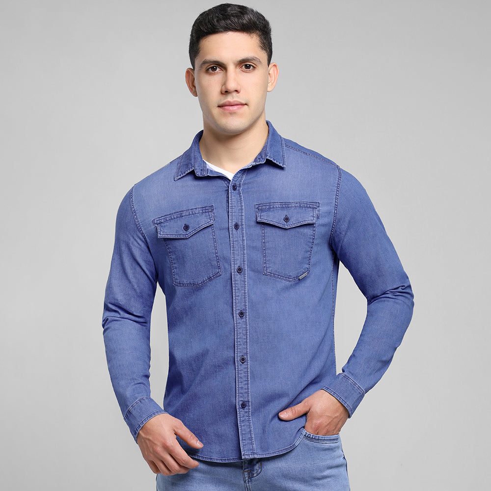 Camisa Hombre Slim Fit Azul – 230444