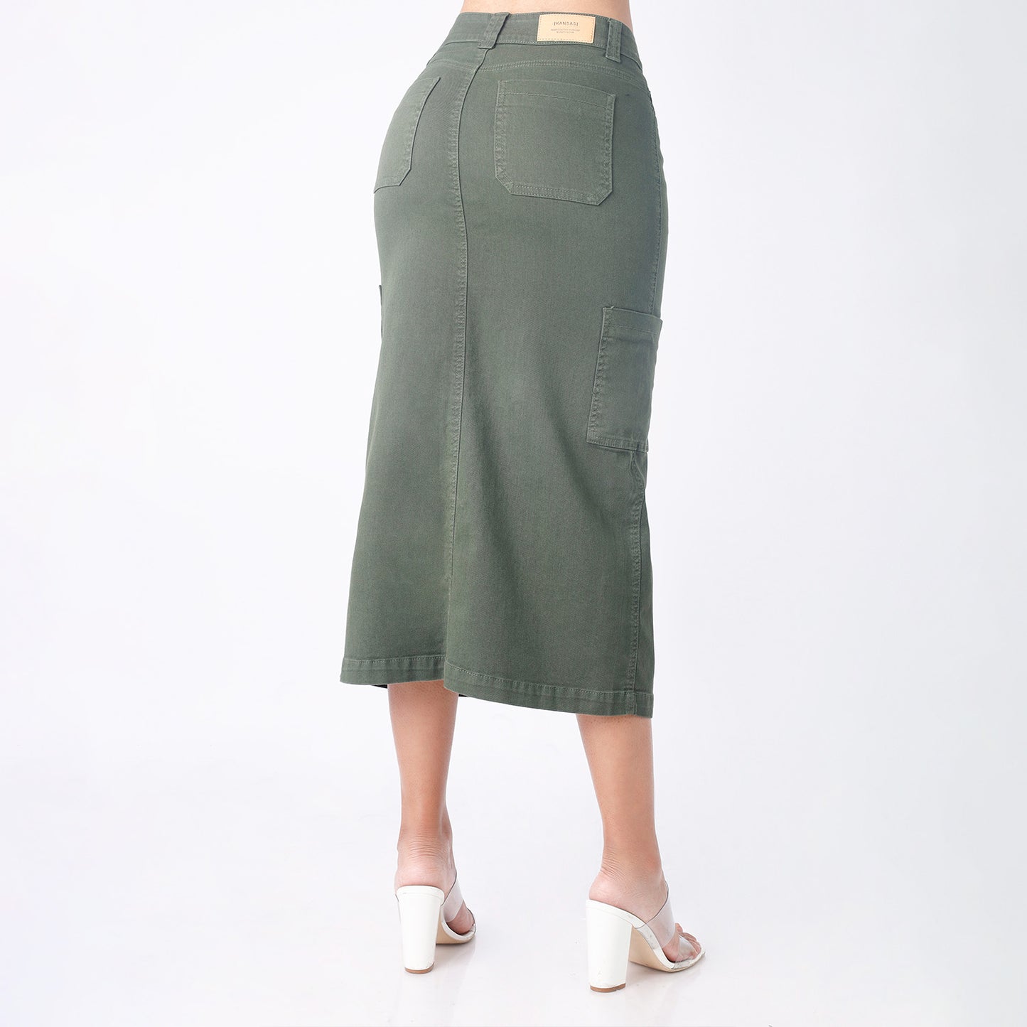 Falda Larga Midi Cargo Mujer Verde - 614814