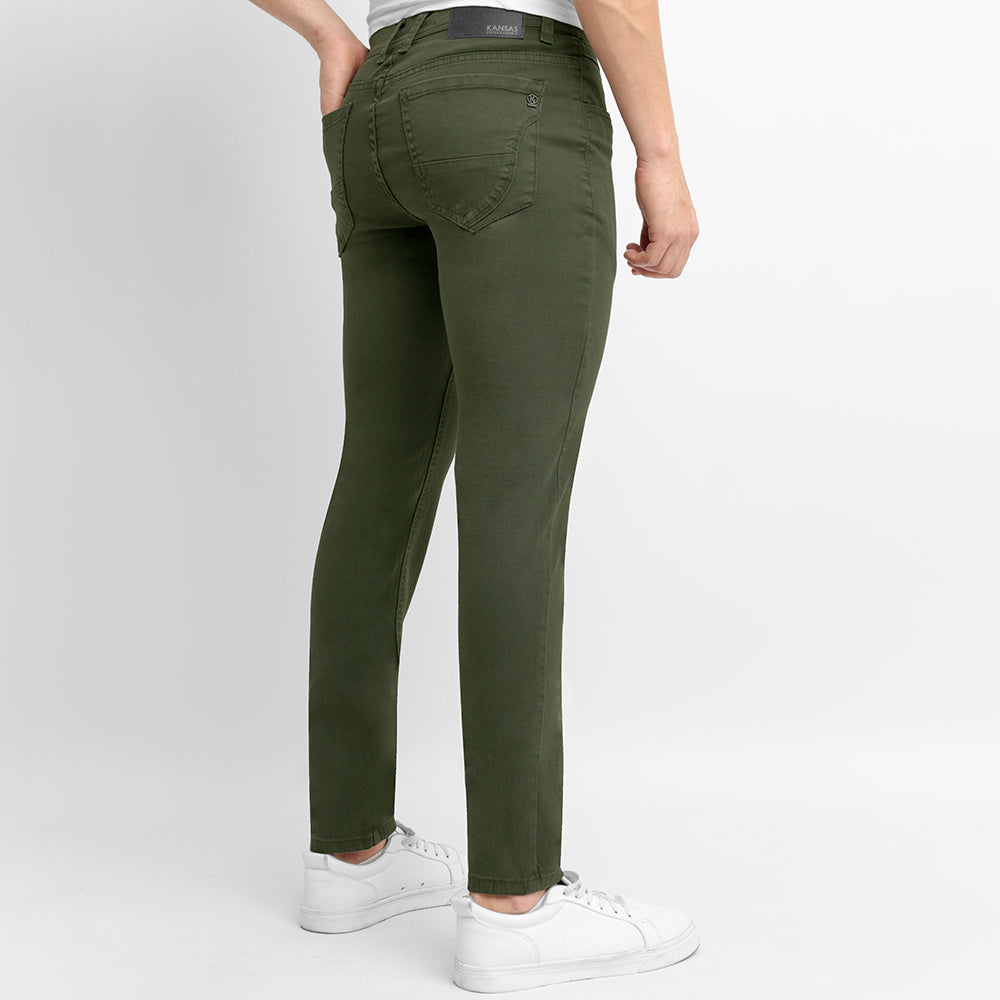 Pantalón Drill Hombre Slim Fit Verde Militar - 230640