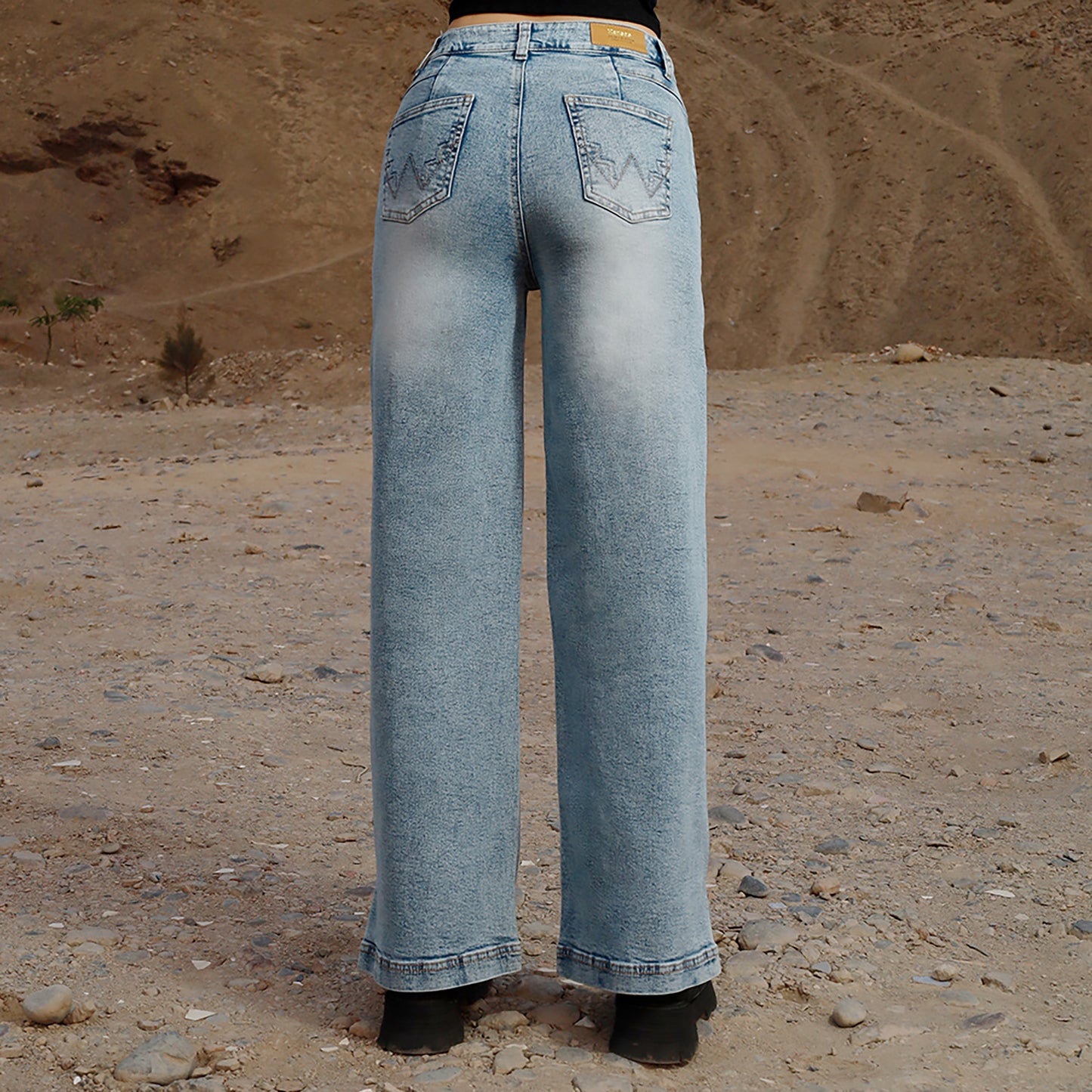 Jean Cintura Wide Leg Cristal Moteado