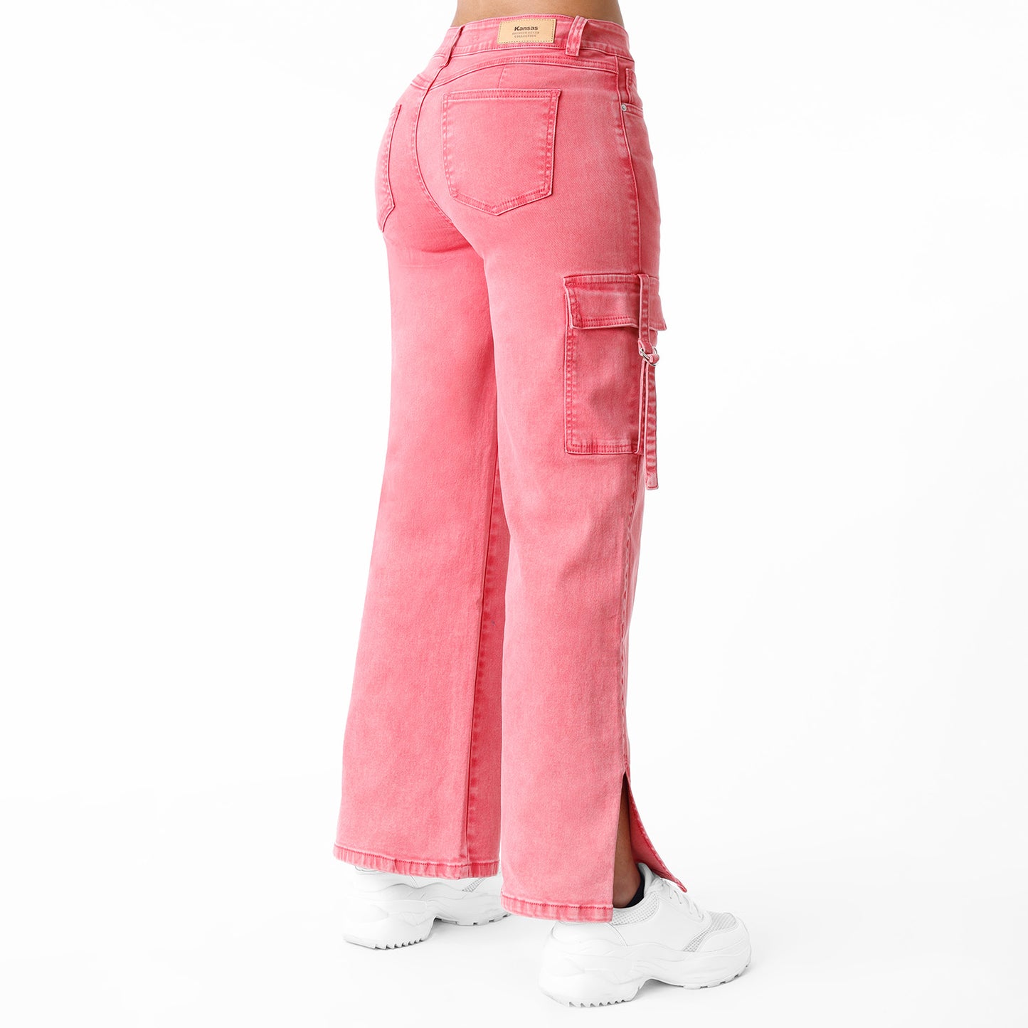 Jean Dama Palazzo Cargo en Cintura Color Fresa- 230746