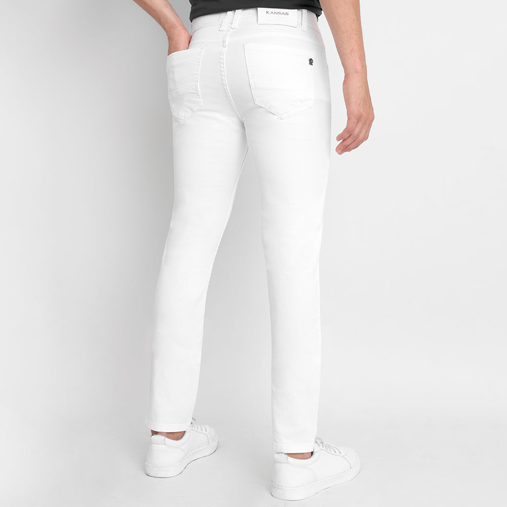 Pantalón Drill Hombre Slim Fit Blanco - 230638