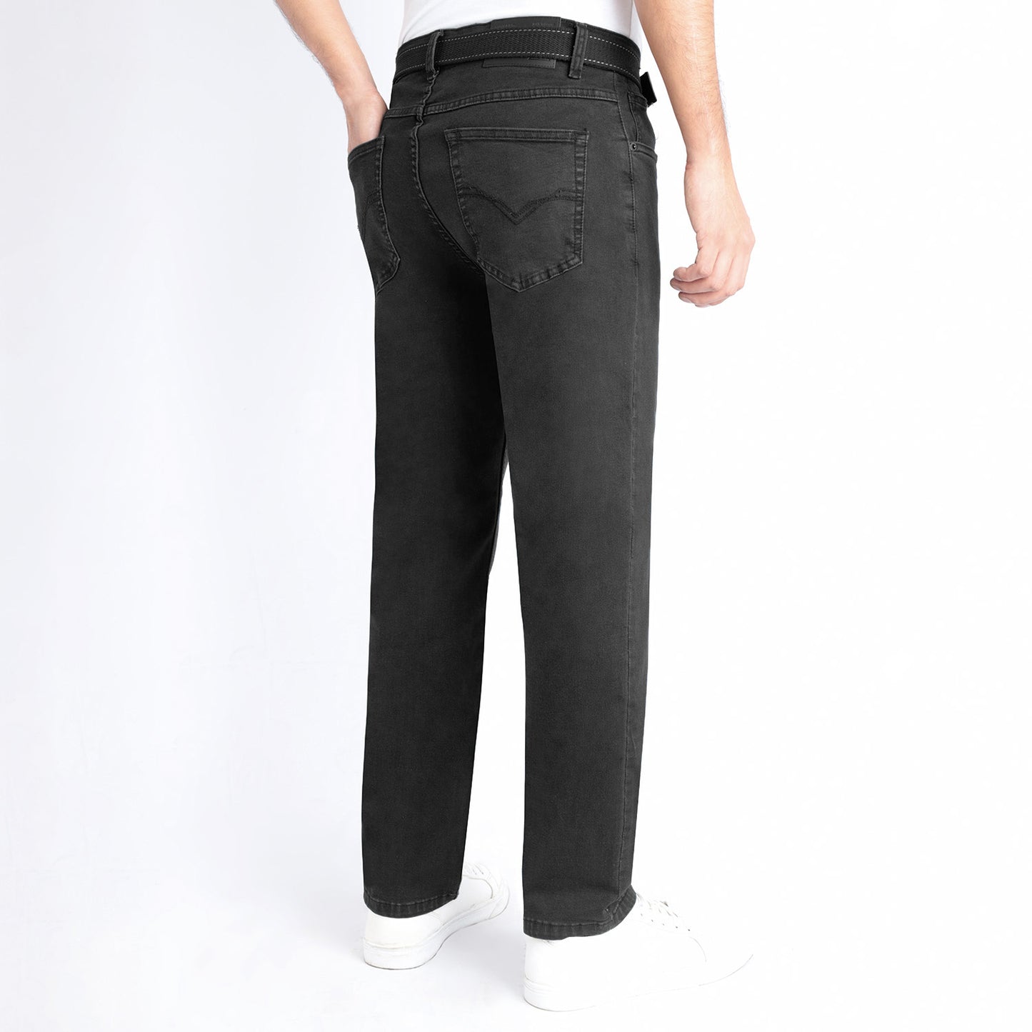 Pantalón de Caballero Regular Confort Premium con Correa - Negro