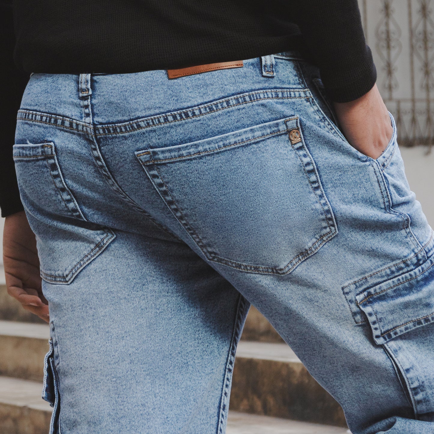 Jean Hombre Regular Fit Cargo Loose Cristal