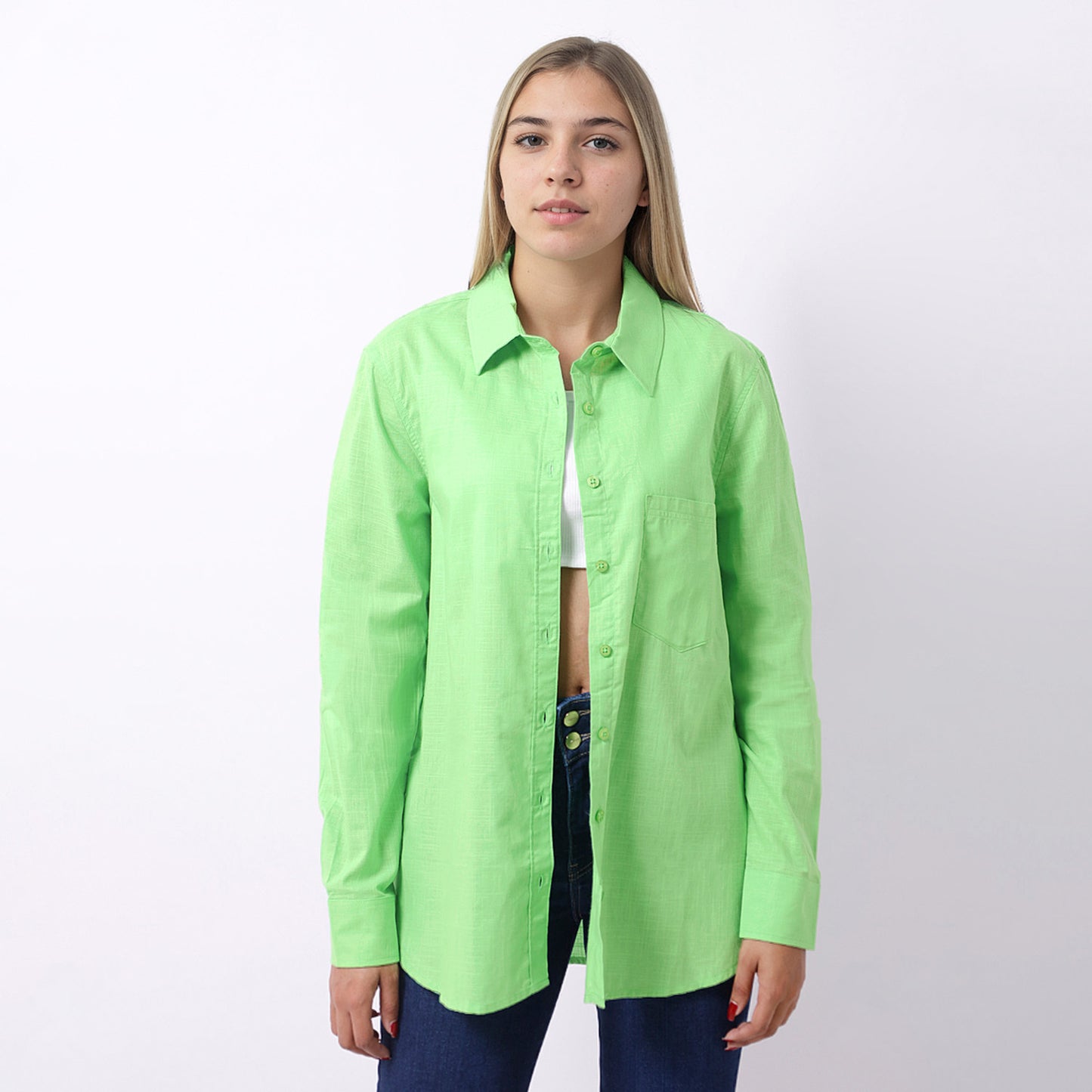 Blusa Basica Mujer Verde Lima - 231107