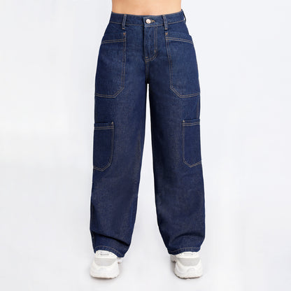 Jean Cintura Wide Leg Raw Natural