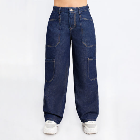 Jean Cintura Wide Leg Raw Natural