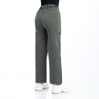 Pantalón Cintura Palazzo Cargo Plomo
