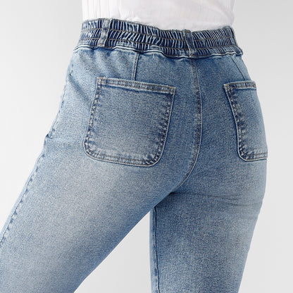 Pantalón Jean Clara Mom 2 Botones + Elastico