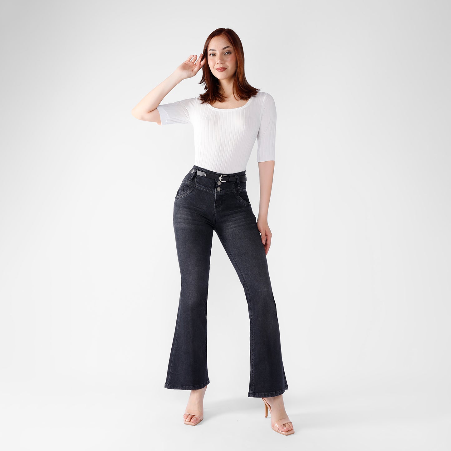 Pantalón Jean Daniela Cintura Flare Push Up 3 Botones