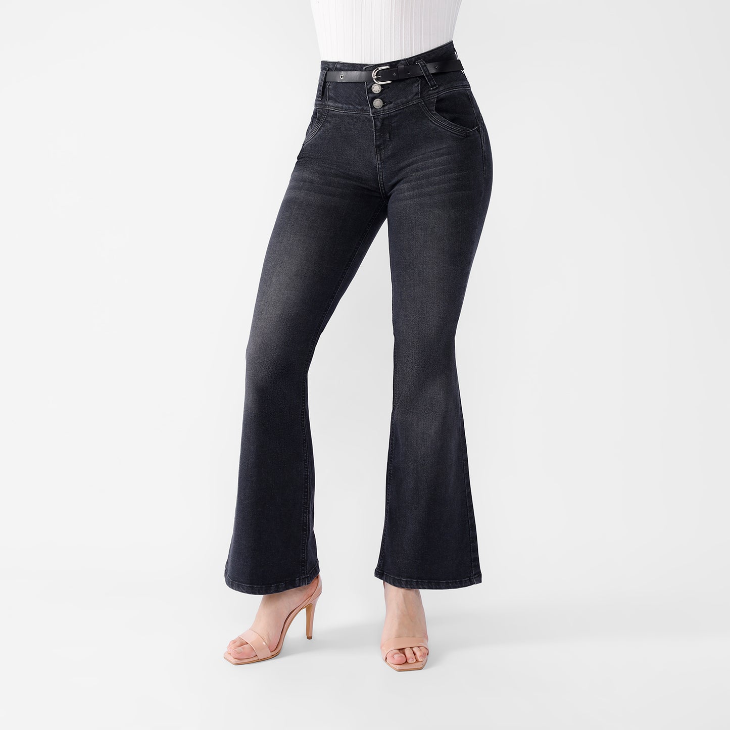 Pantalón Jean Daniela Cintura Flare Push Up 3 Botones