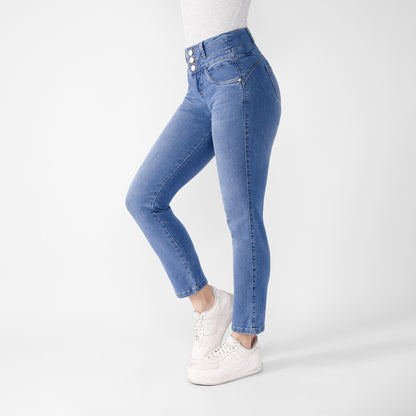 Pantalon Jean Prisila Cintura Recto Push Up 3 Botones