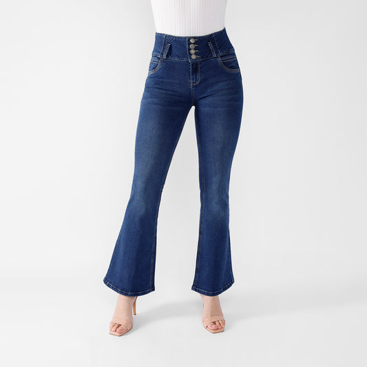 Pantalón jean Brisa Semicadera Flare 4 botones
