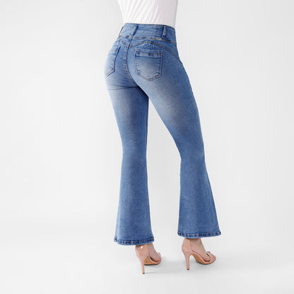 Pantalón jean Yireli Cintura Flare 3 botones