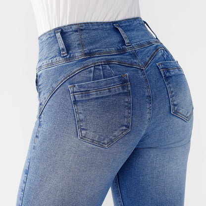 Pantalón jean Yireli Cintura Flare 3 botones