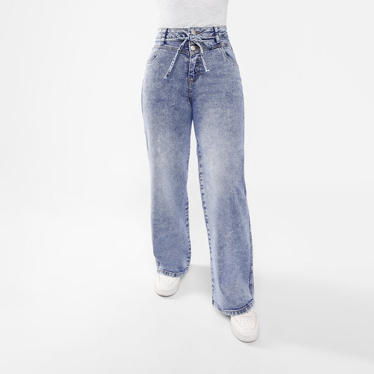 Pantalón Jean Arlet Cintura Wide Leg 3 botones