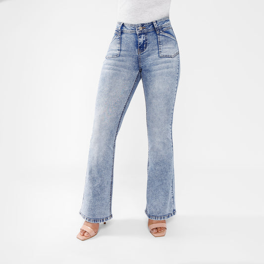 Pantalon Jean  Zaria Tiro Bajo Flare