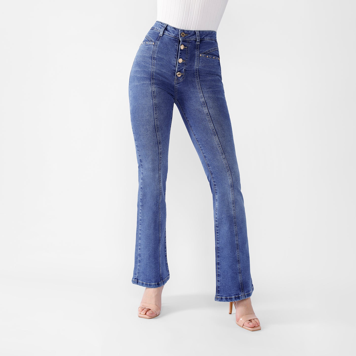 Pantalón jean Dana Cintura Flare 4 botones