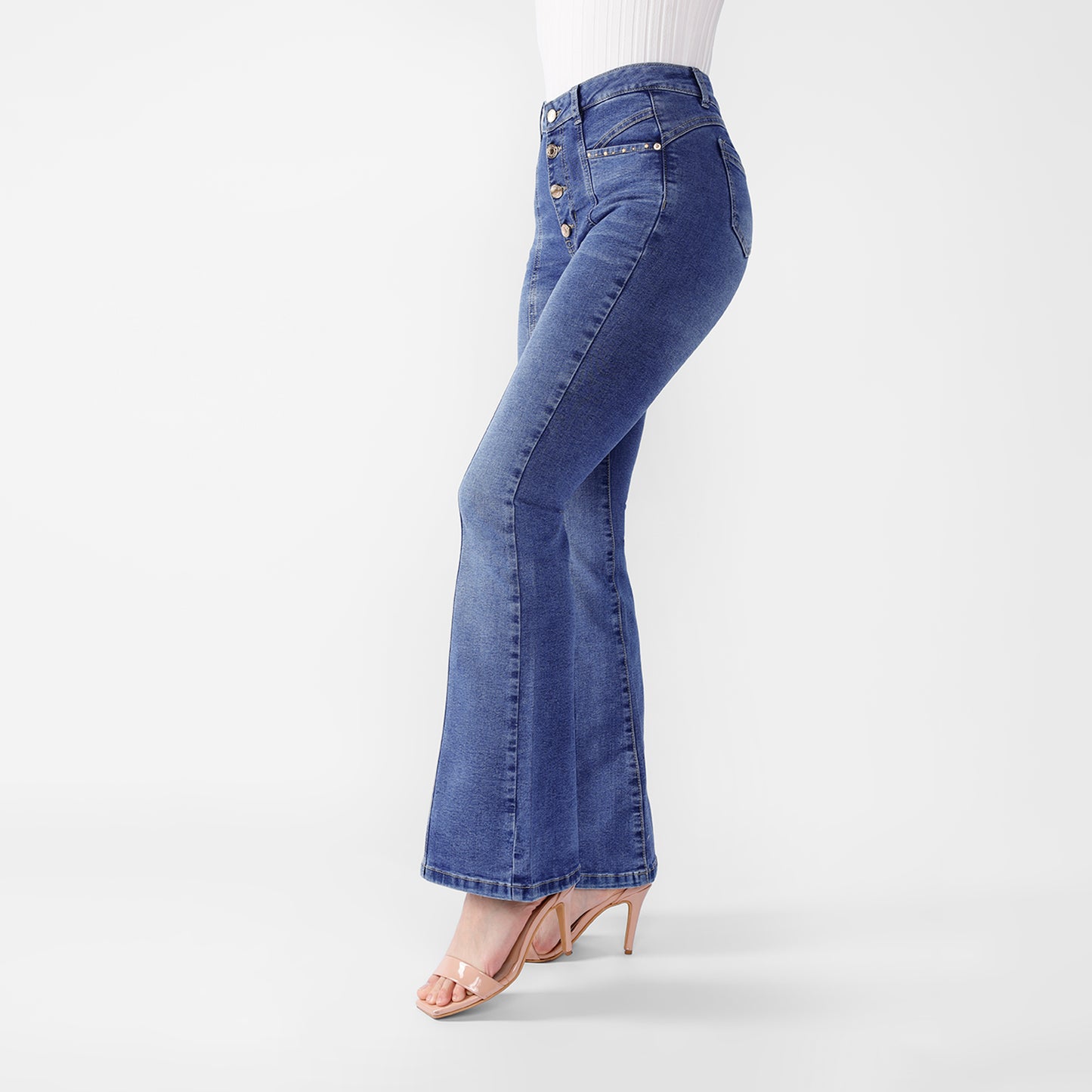 Pantalón jean Dana Cintura Flare 4 botones