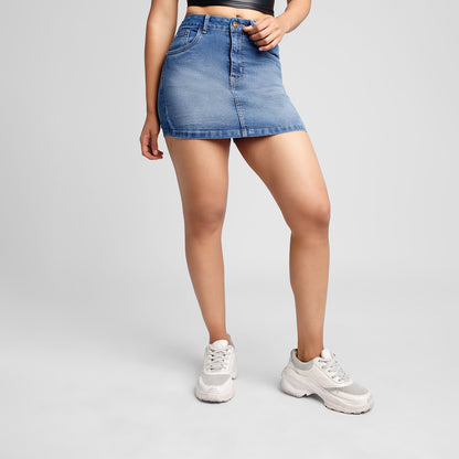 Falda Short a la cintura - Cristal Cotaminado