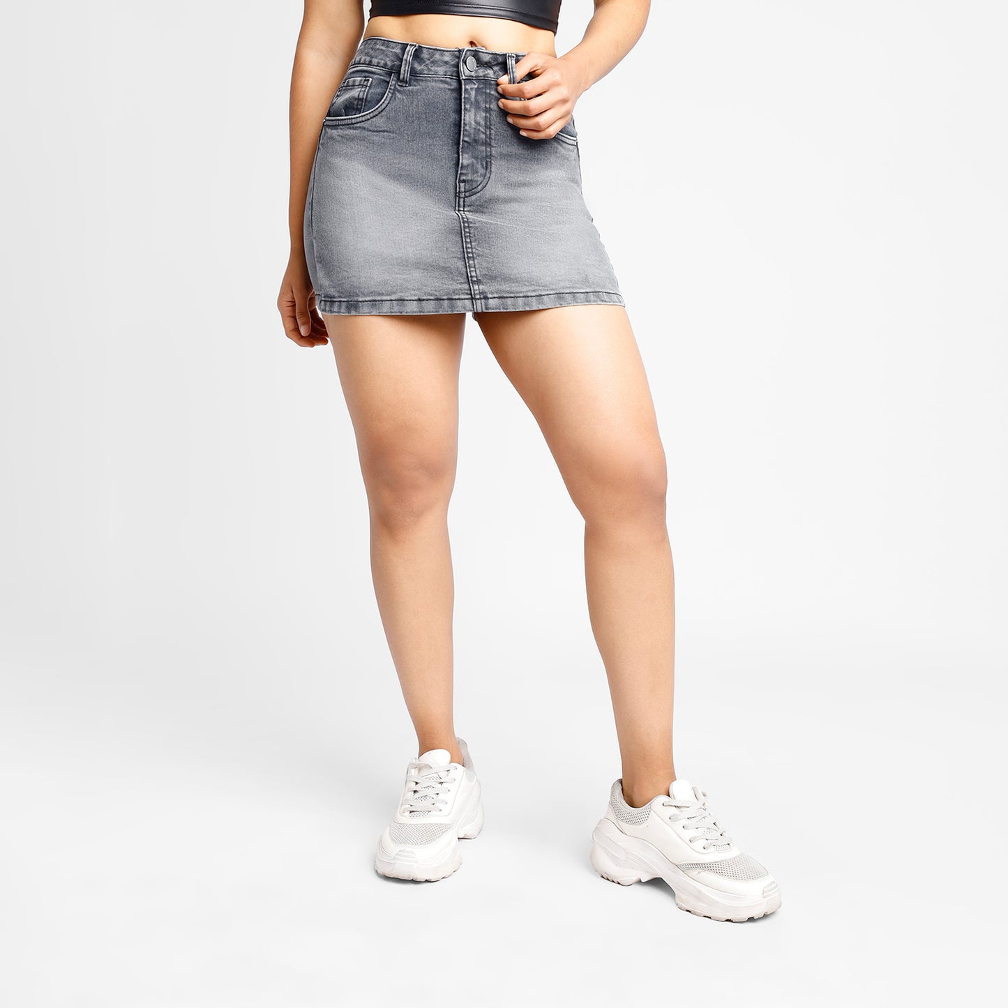 Falda Short a la cintura - Plomo Claro