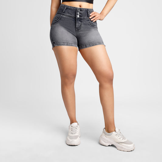 Short a la cintura 3 Botones - Plomo Claro