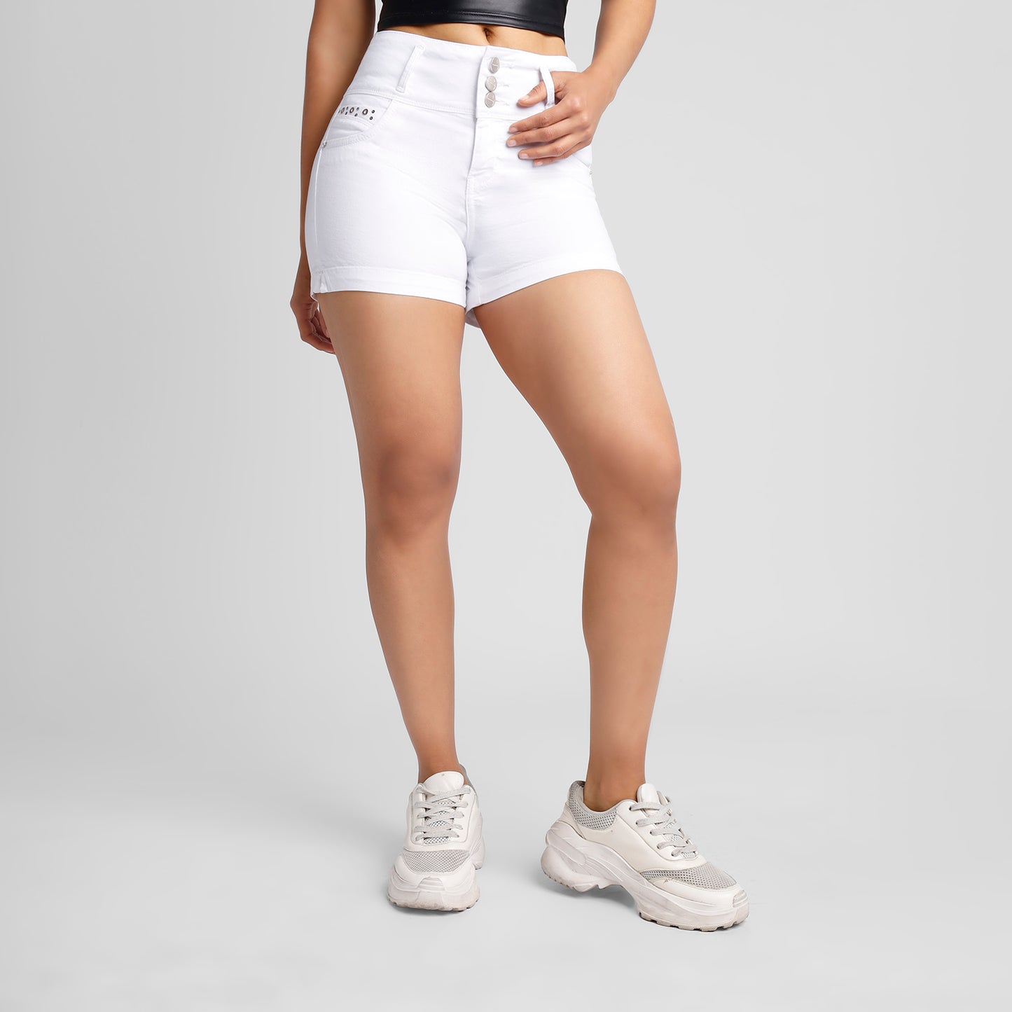 Short a la cintura 3 Botones - Blanco