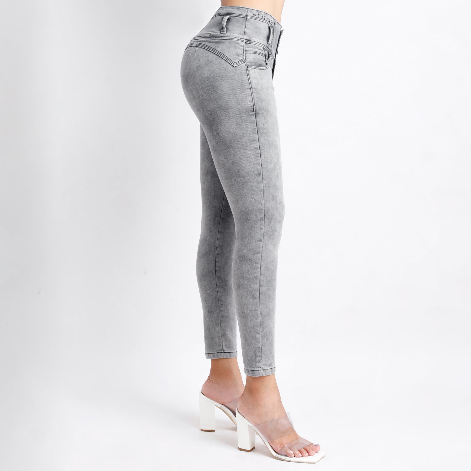 Ripley - JEANS MUJER PITILLOS GRIS
