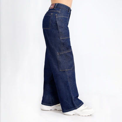 Jean Cintura Wide Leg Raw Natural