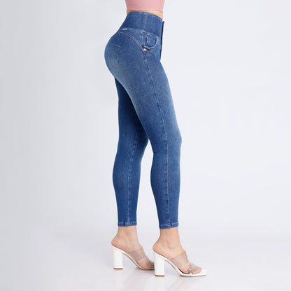 Jean Cintura Pitillo Angela 3 Botones Cristal Moteado