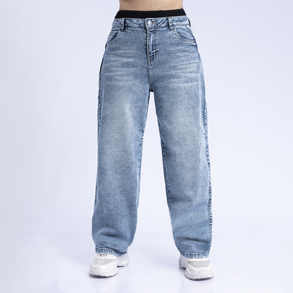 Jean Cintura Baggy Loose Cristal Focalizado